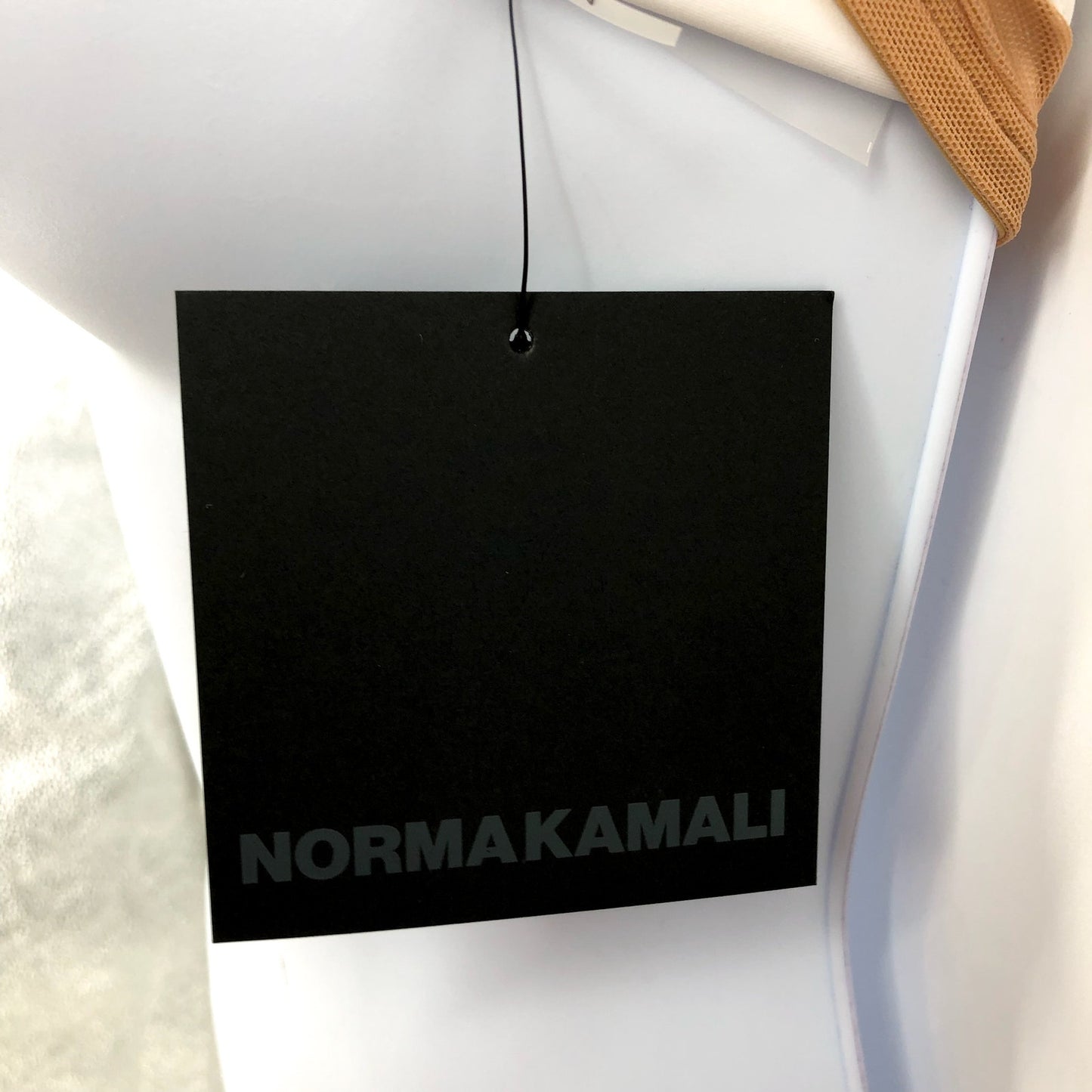 NORMA KAMALI Women's Snake Mesh Swim Bra XL White Nude One Shoulder NWT