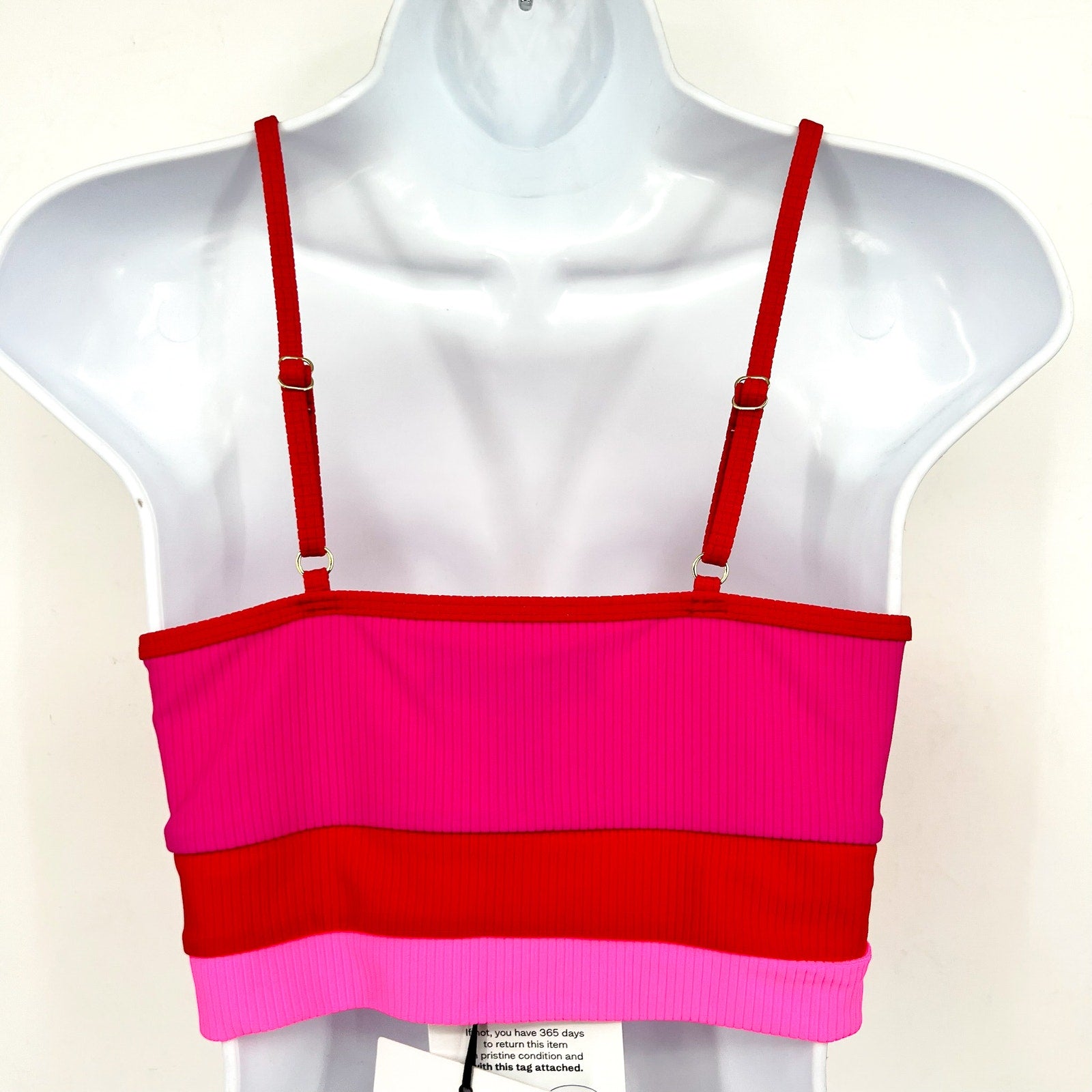 BEACH RIOT Women's Eva Colorblock Bikini Top Medium Fuchsia Red Neon Pink NWT