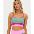 BEACH RIOT Women's Eva Bikini Top Medium Green Pink Sage Bloom Colorblock NWT