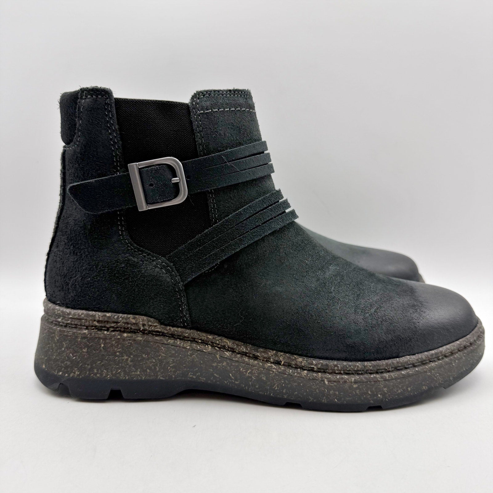 Clarks Womens Noralyn Ankle Boots US 8.5 Wide EU 39.5 Black Suede NIB