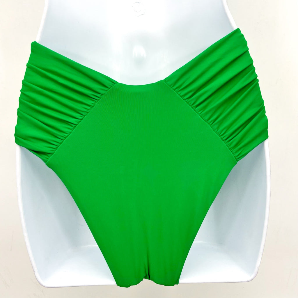 BECCA Color Code French Cut Bikini Bottom Small Emerald Green Shirred NWT