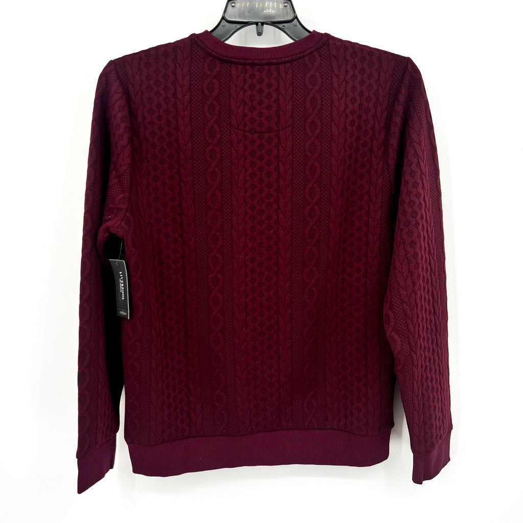 LIVERPOOL Men's Cable Knit Crew Neck Sweater Small Burgundy Red Jacquard NWT