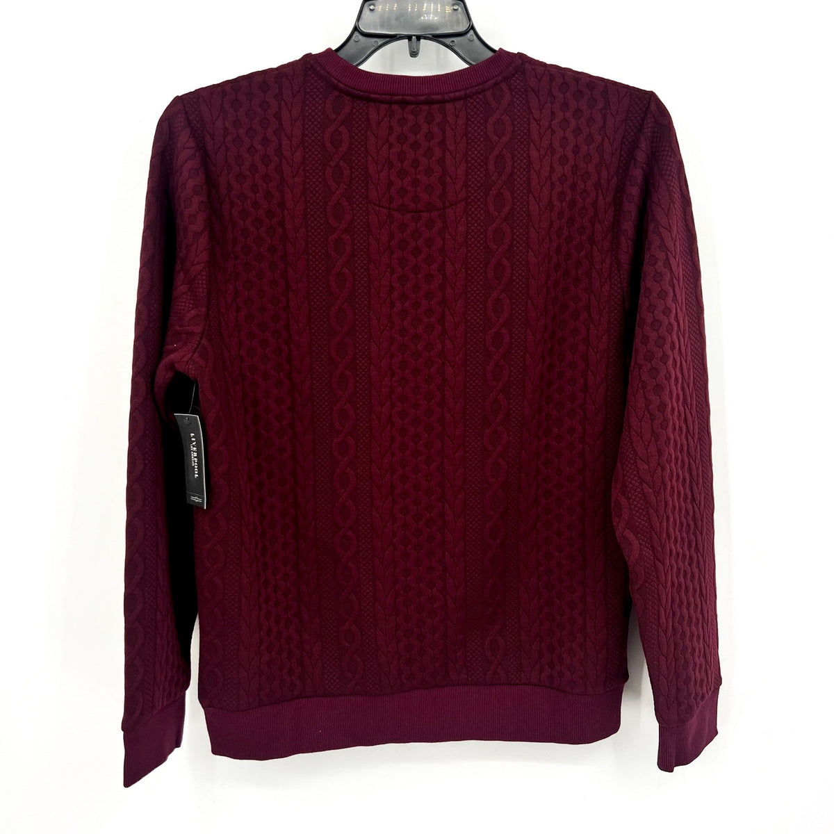 LIVERPOOL Men's Cable Knit Crew Neck Sweater Small Burgundy Red Jacquard NWT