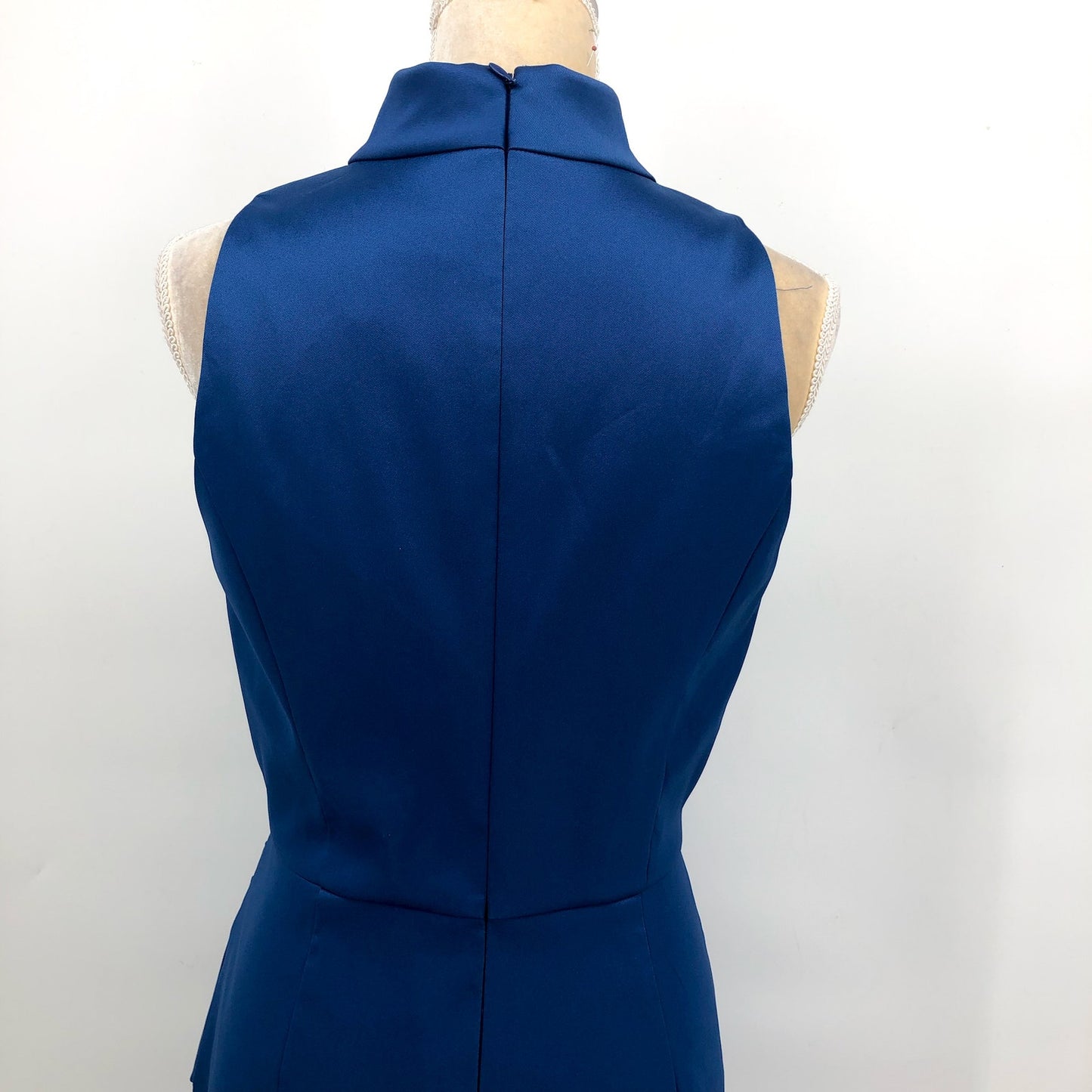 AIDAN MATTOX Mikado Midi Dress Size 10 Blue Satin Sleeveless Cocktail Party NWT