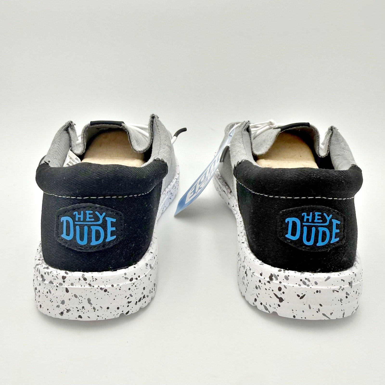 Hey Dude Kids Wally Funk Splatter Shoes US 4 EU 36 Grey Canvas NIB