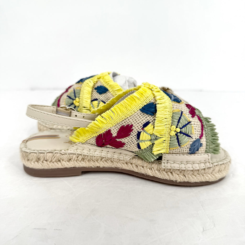 Sam Edelman Kids Kayden Slingback Sandal US 1 M Beige Multicolor Leather NIB