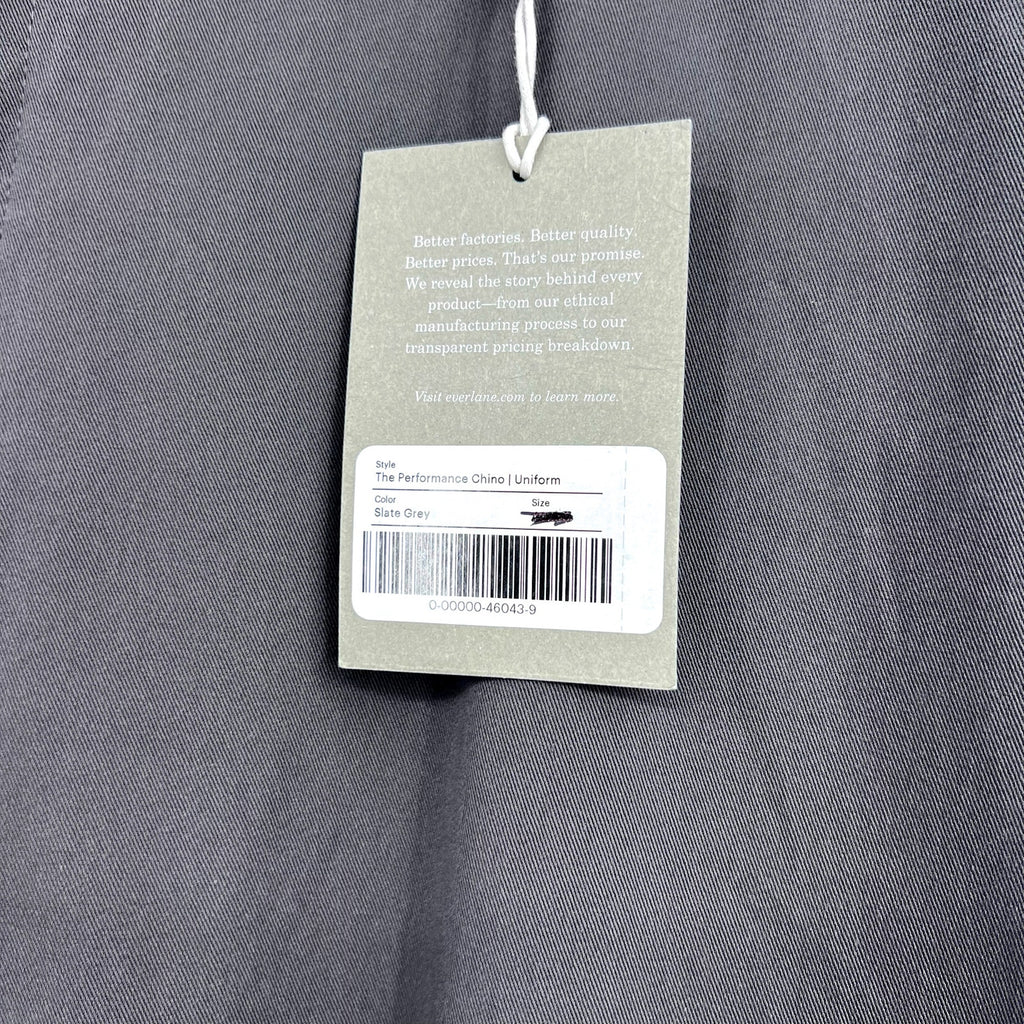 EVERLANE Uniform Mens Performance Chino Pants 40x34 Slate Grey Athletic Fit NWT