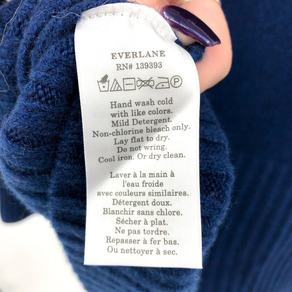 Everlane Womens The ReCashmere Oversized Turtleneck Sweater XS Navy Blue NWT