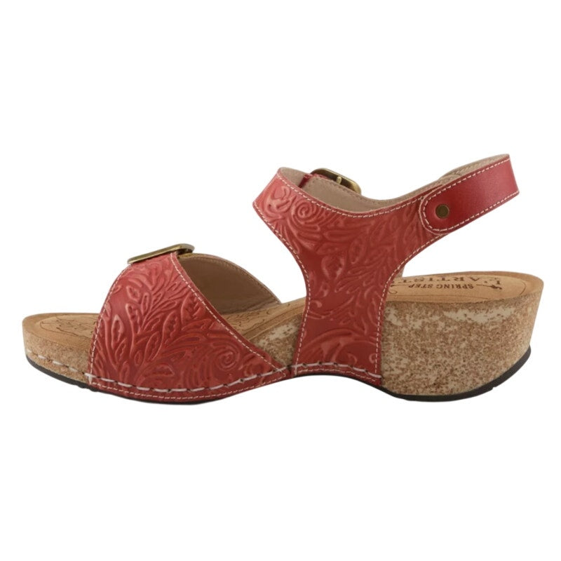 L'Artiste Womens Osuna Wedge Sandals EU 42 US 11 Red Leather NIB