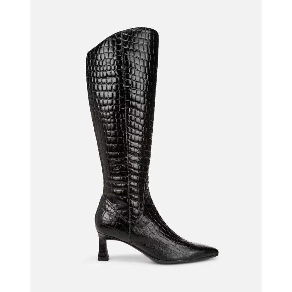 Naturalizer Deesha Knee High Boot US 11 WIDE- EXTRA WIDE CALF Black Croco NWOB