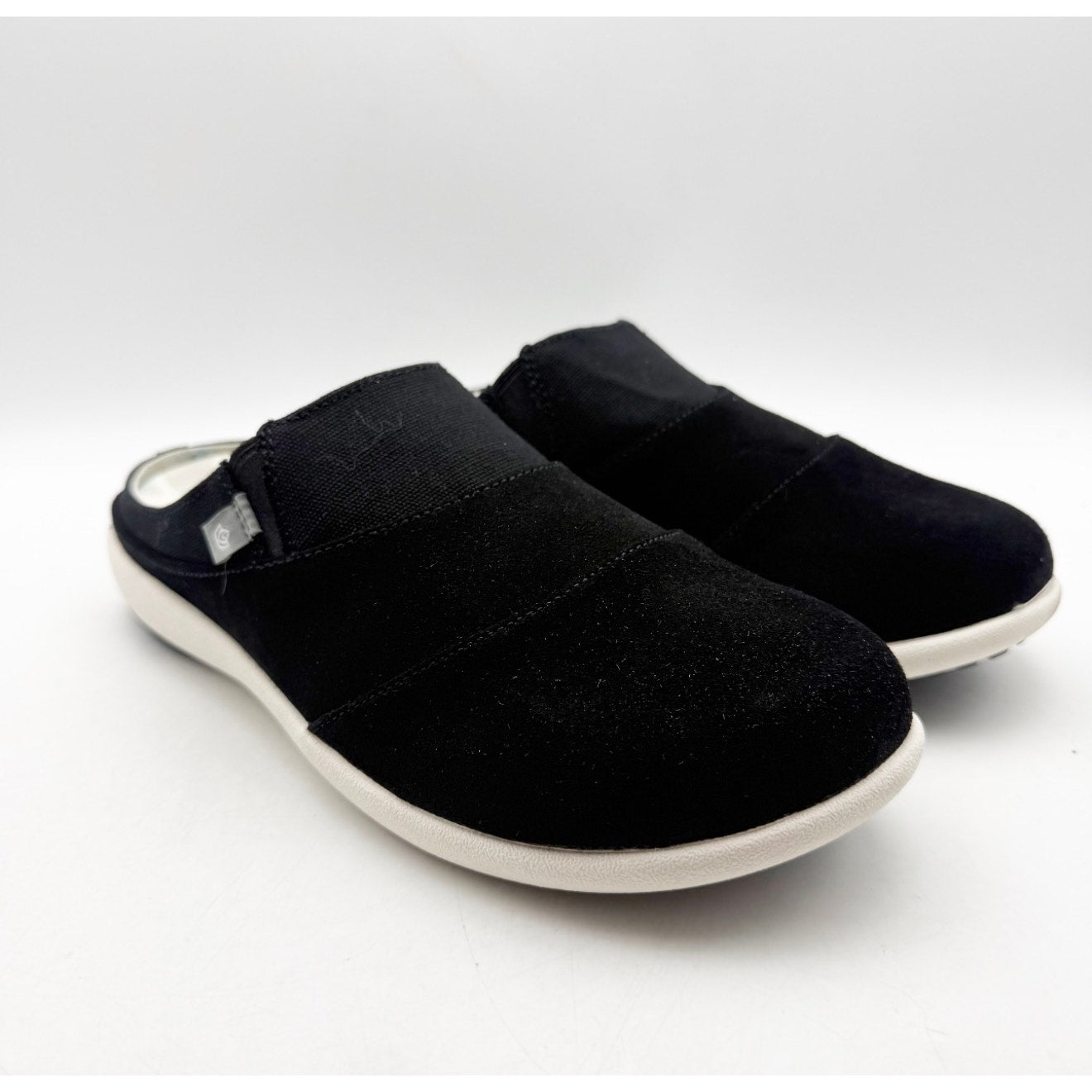 Spenco Women's Siesta Bokeh Layered Clogs Size 7.5 WIDE Black Slip-On NIB