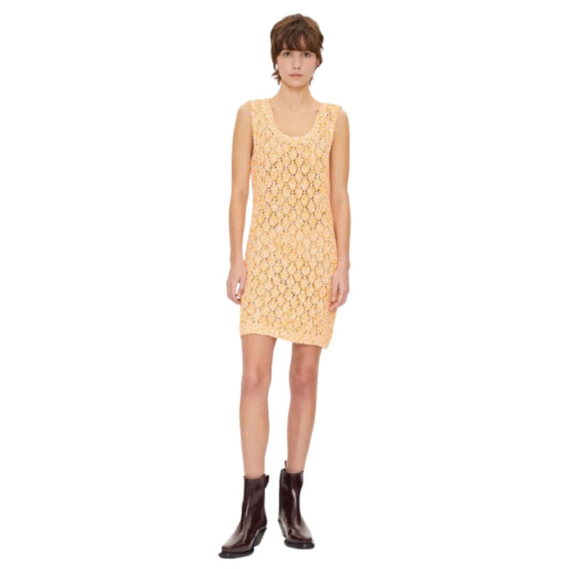 STINE GOYA Women's Knitted Esme Tank Dress Large Orange White Sleeveless NWOT