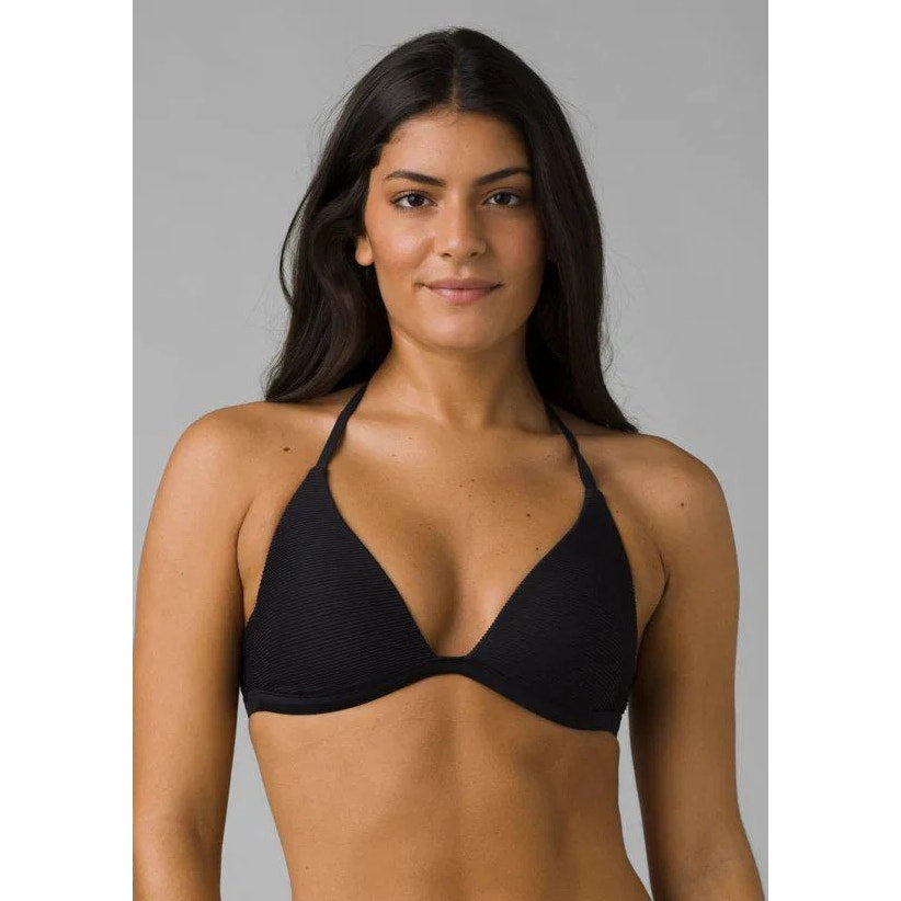PRANA Women's Lexie Halter Bikini Top Medium Black Ottoman UPF 50+ NWT
