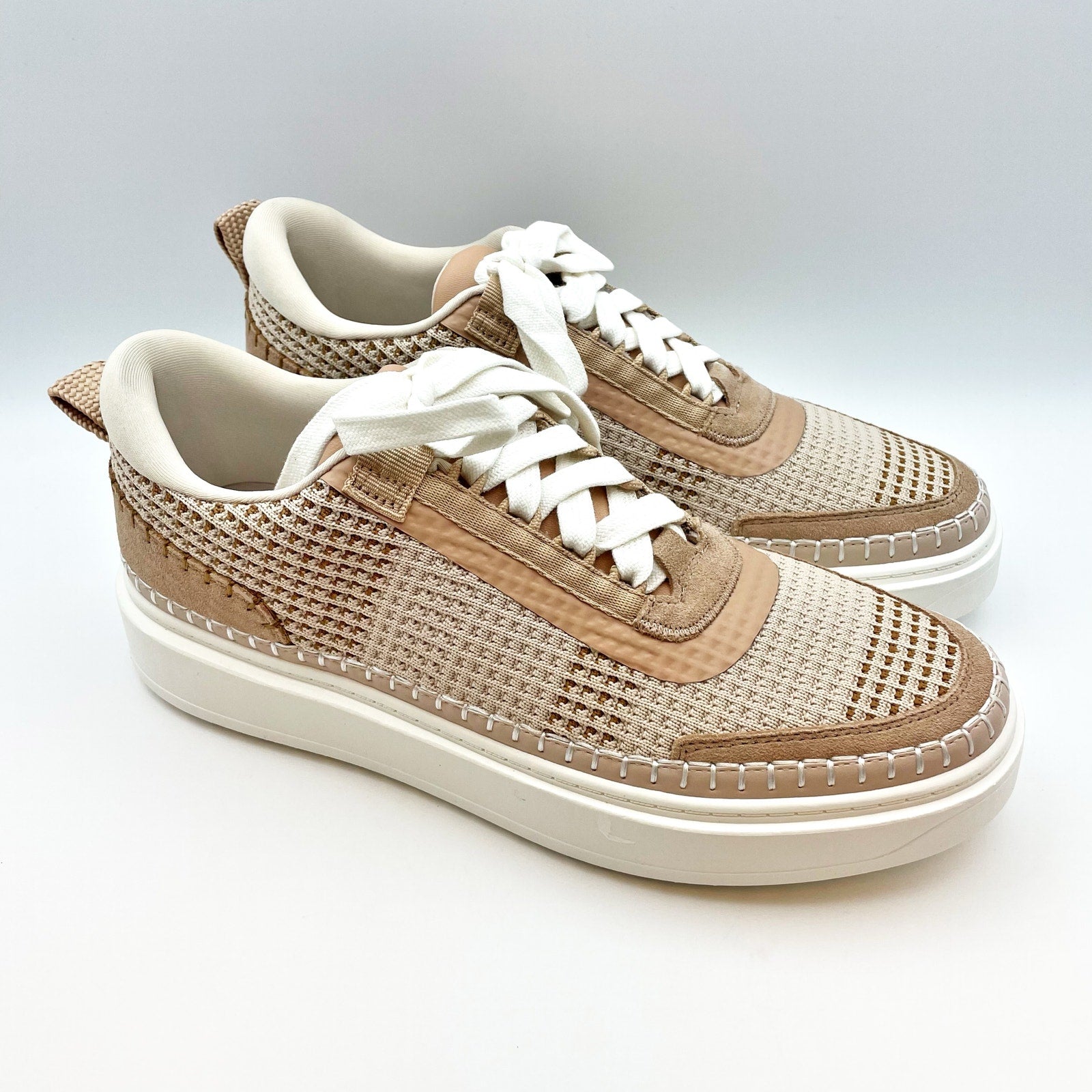 Steve Madden Womens Charlie Casual Sneakers Size 7.5 M Tan Light Brown Woven NIB