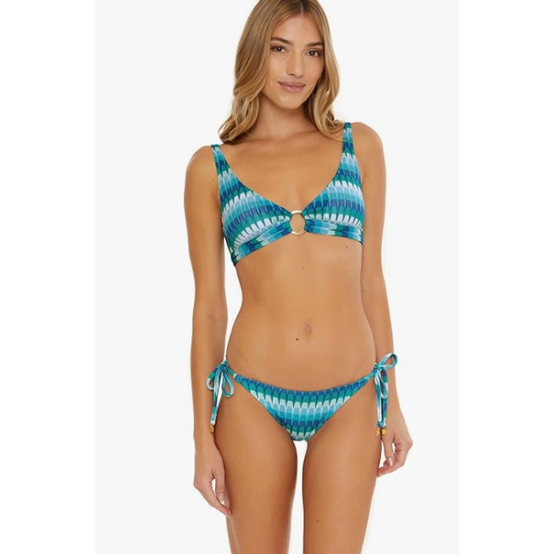 TRINA TURK Womens Moonray Side Tie Bikini Bottom Size 4 Blue Green Multi NWT