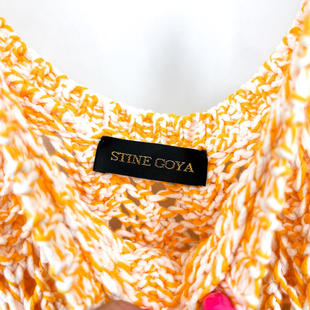 STINE GOYA Women's Knitted Esme Tank Dress Large Orange White Sleeveless NWOT