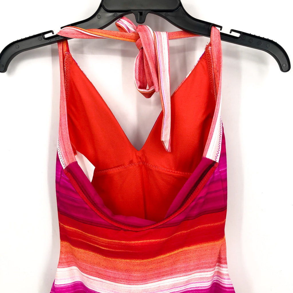 TRINA TURK Women's Solstice Plunge One Piece Swimsuit Size 4 Pink Multi NWT