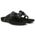 Vionic Womens Karley Thong Sandals US 6 EU 36 Black Leather Slip On NIB
