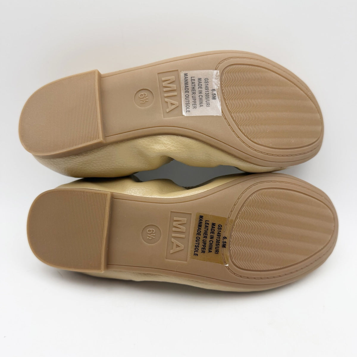 MIA Womens URI Ballet Flats Size 6.5 M Tan Beige Leather NWOB