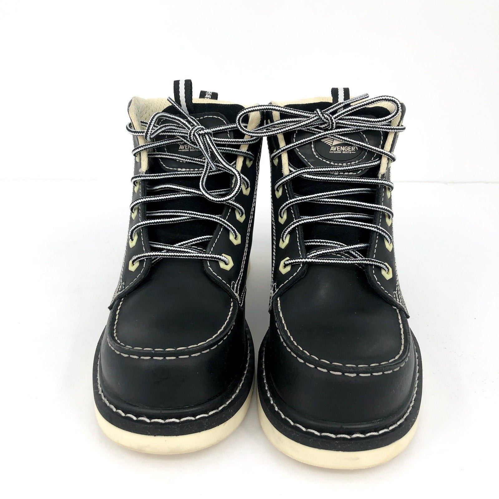 Avenger Womens 6" Moc Toe Work Boot Size 9.5 Black Comp Toe WP Wedge Sole NIB