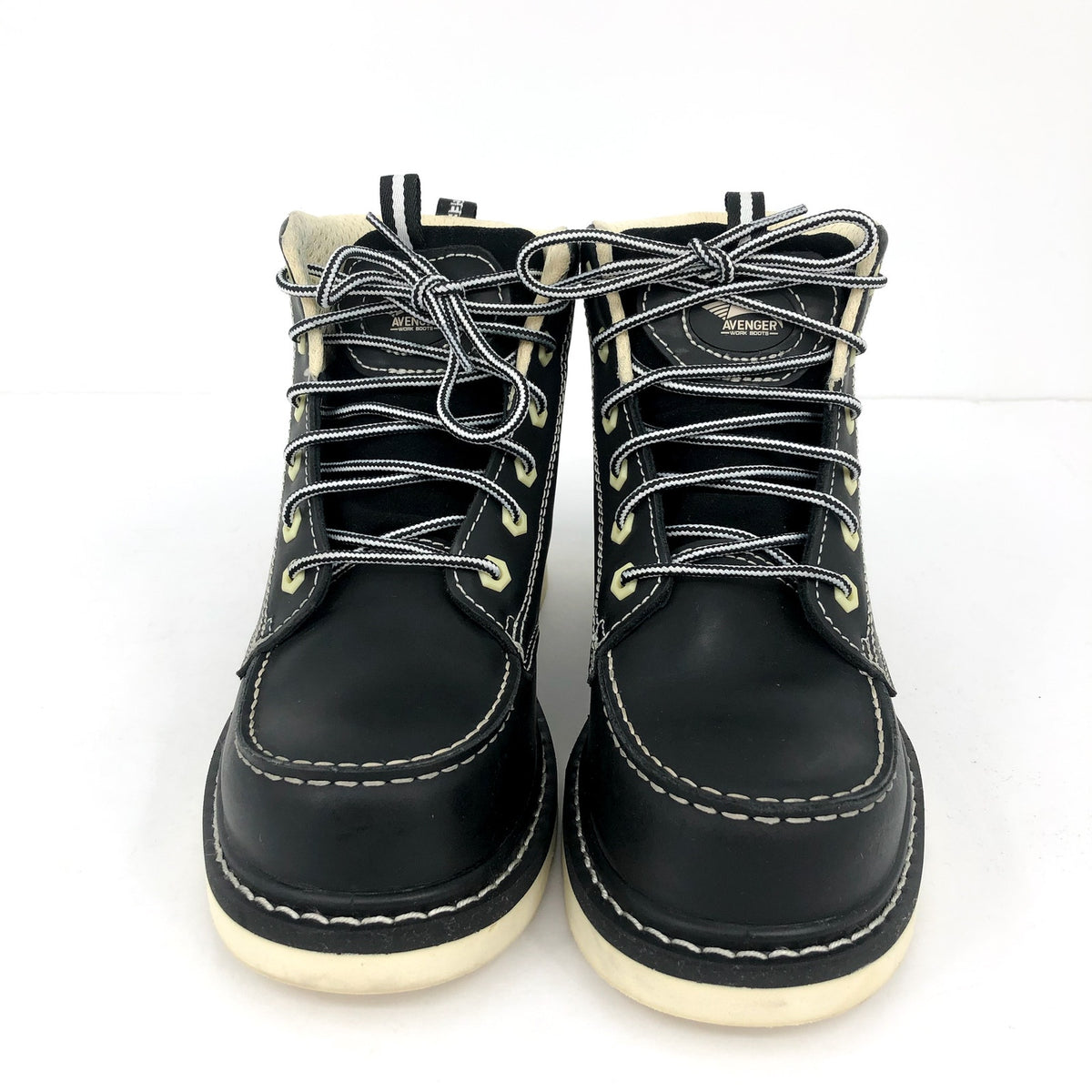 Avenger Womens 6" Moc Toe Work Boot Size 9.5 Black Comp Toe WP Wedge Sole NIB