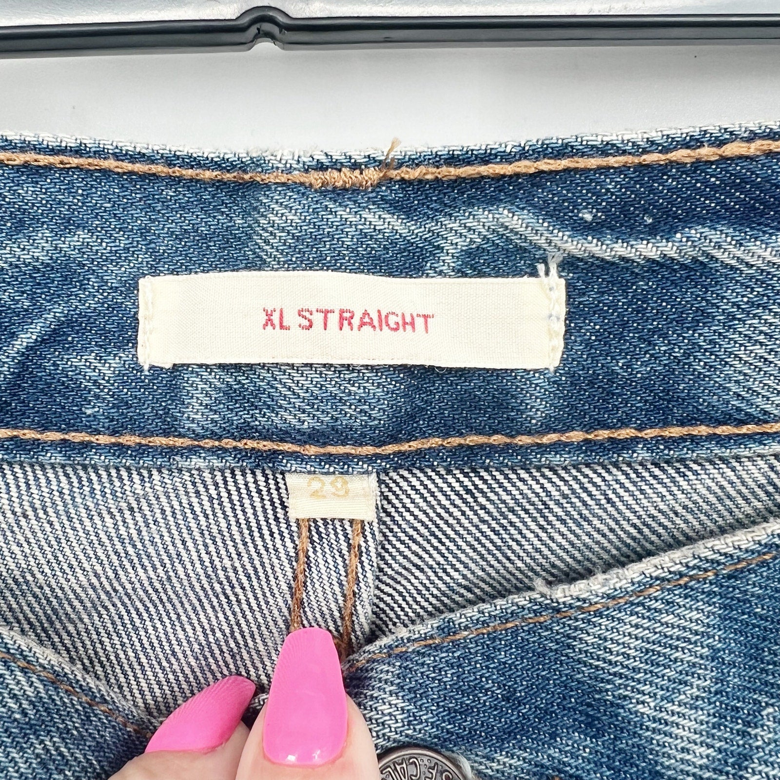 LEVI'S Womens XL Straight Jeans 29x31 US 8 Medium Blue Tie Waist A8701-0005 NWT
