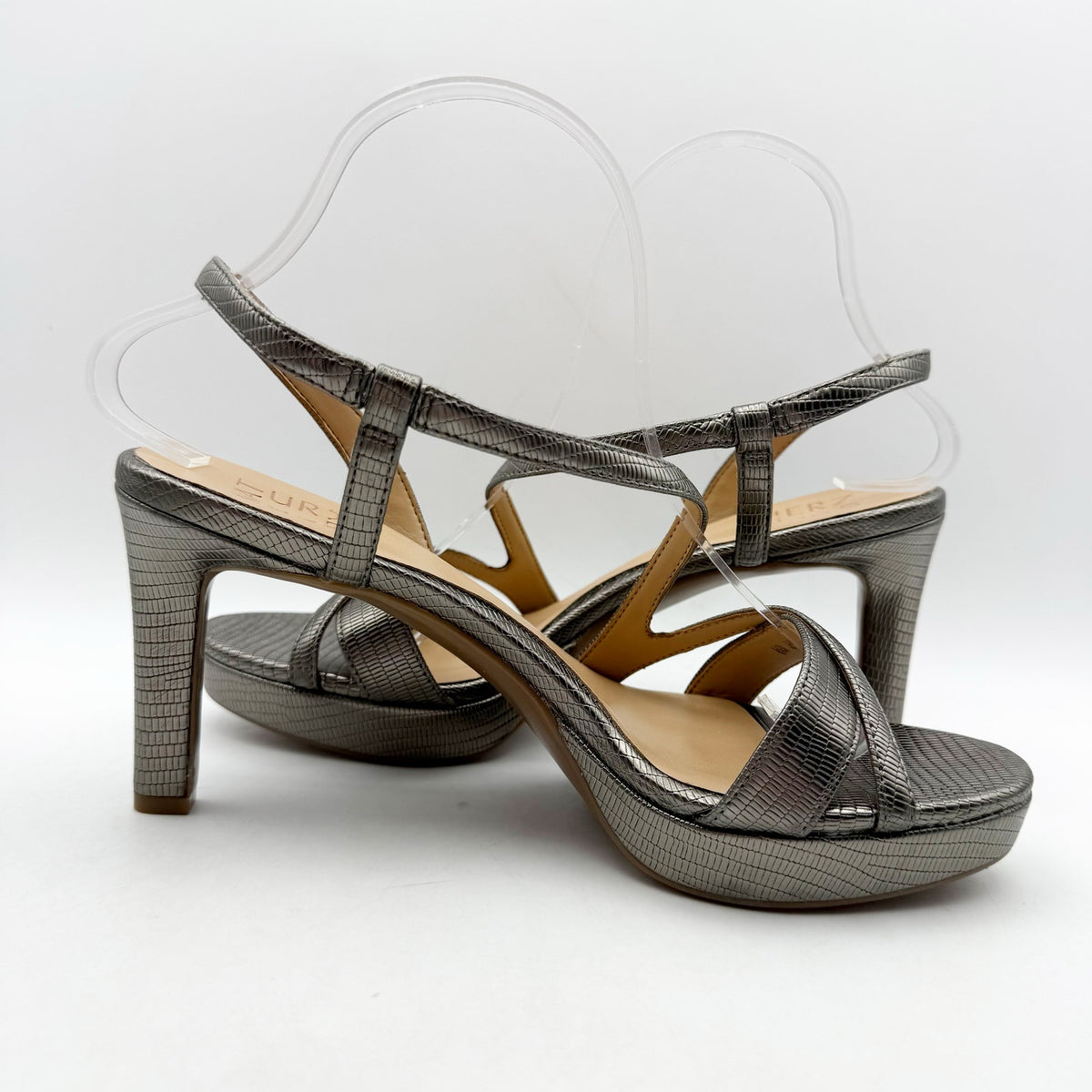 Naturalizer Womens Abby Heeled Sandals Size 9 M Grey Snake Print NIB