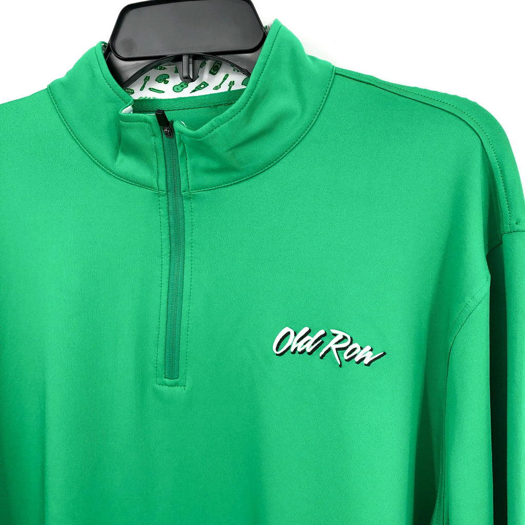 OLD ROW Men's Tailgate Quarter Zip Performance Pull Over Large Kelly Green NWT