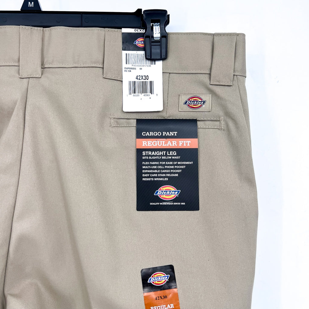 DICKIES Men's Twill Stretch Cargo Pants 40x30 Khaki Straight Leg NWT