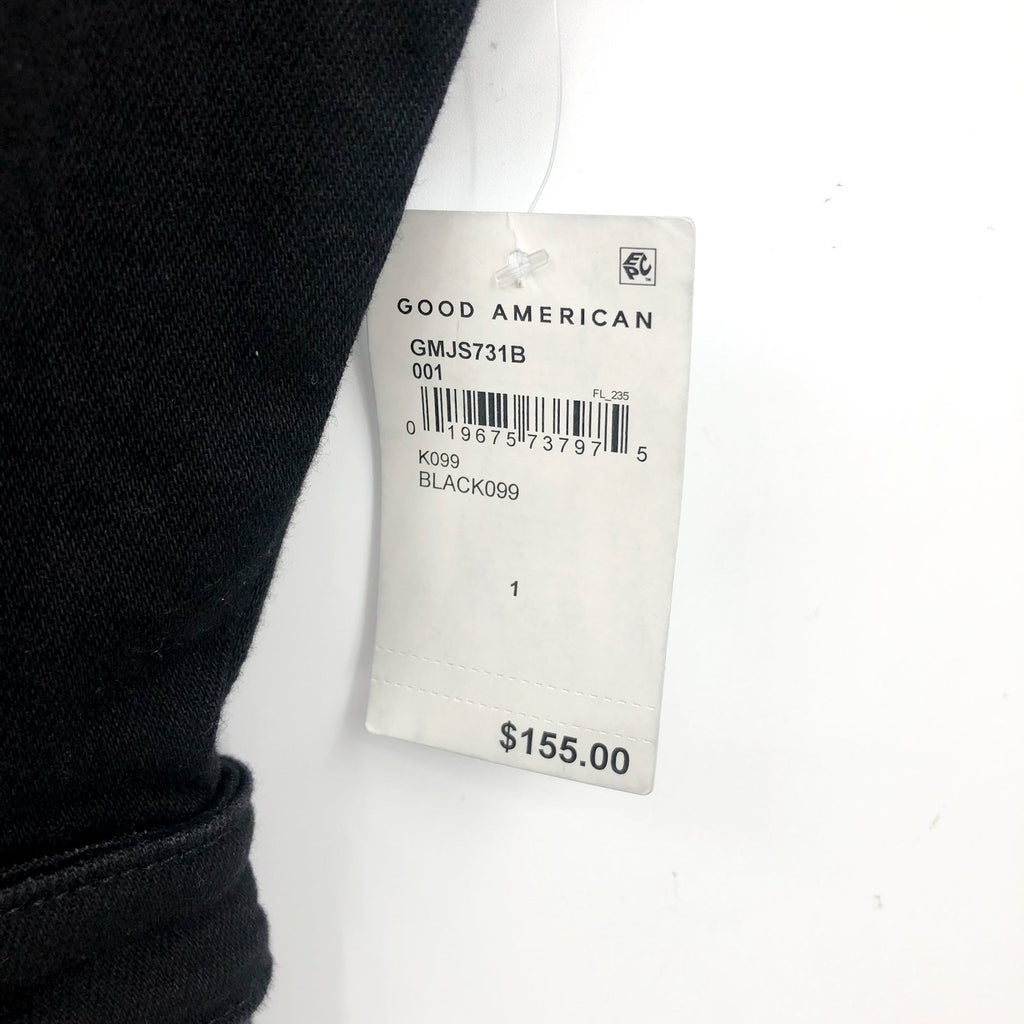 GOOD AMERICAN Women's Fit For Success Jumpsuit 1 Small Black Short Sleeve  NWT