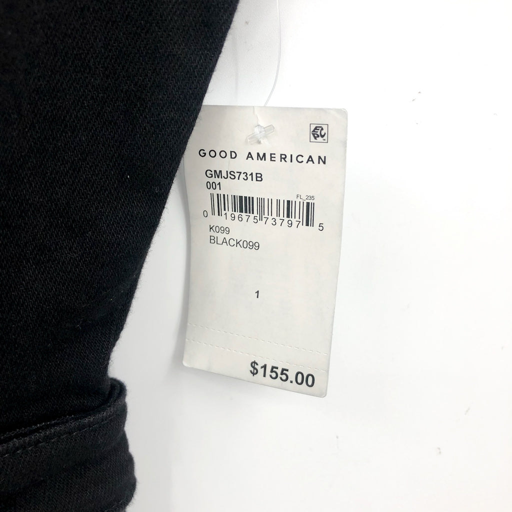 GOOD AMERICAN Women's Fit For Success Jumpsuit 1 Small Black Short Sleeve  NWT