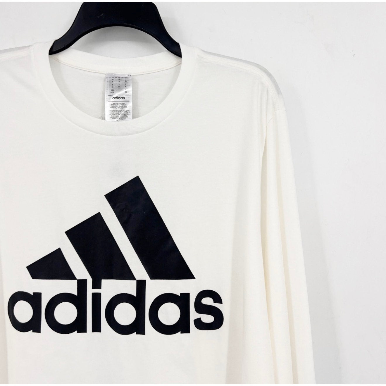 ADIDAS Men's Big Logo Single Jersey Shirt XL White Long Sleeve NWT