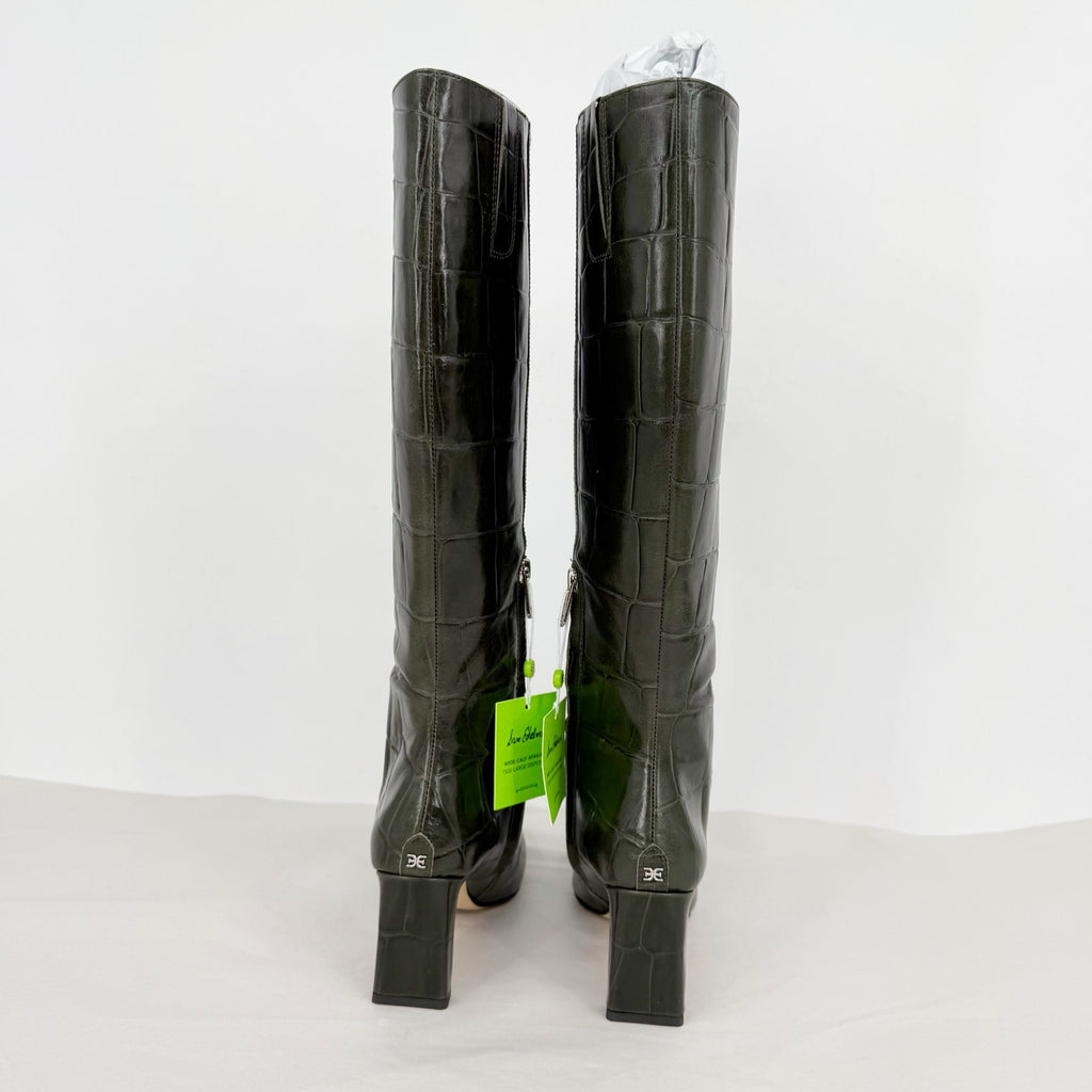 Sam Edelman Womens Sylvia Knee High Boots US 6.5 M Deep Olive Green Leather NWOB