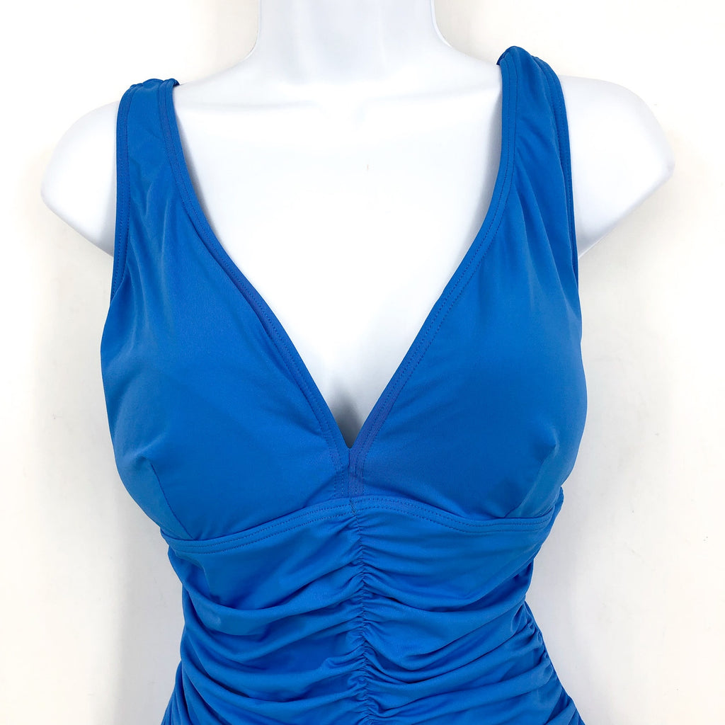 CONTOURS COCO REEF One Piece Swimsuit 14 38C Azure Blue V-Neck Underwire NWT