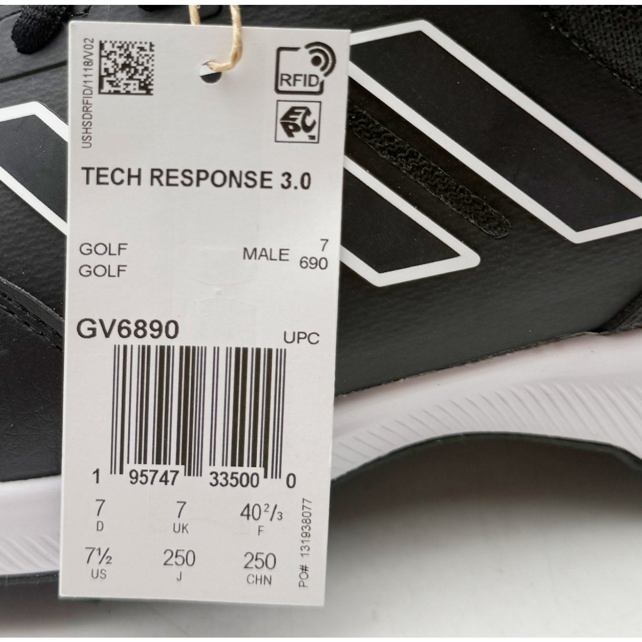 Adidas Mens Tech Response 3.0 Golf Shoes Size 7.5 Black GV6890 Athletic NWOB