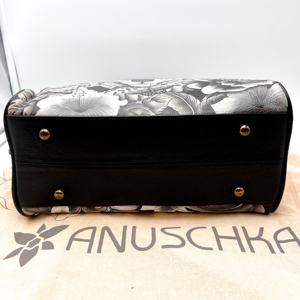 ANUSCHKA Women's Zip Around Classic Satchel Cleopatra’s Leopard Leather NWT