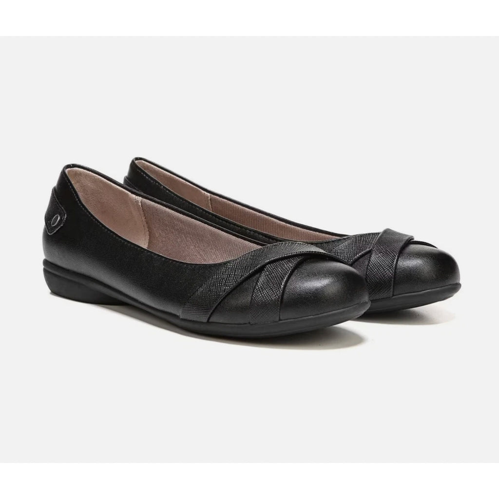 LifeStride Womens Adalene Flats US 6 Wide EU 36 Black Vegan Leather NWOB
