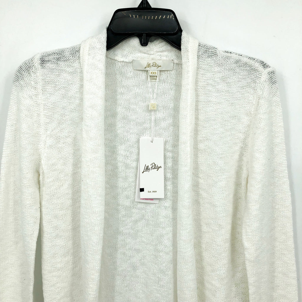 LILLY PULITZER Women's Faretta Cardigan XXS Resort White Open Long Sleeve NWT