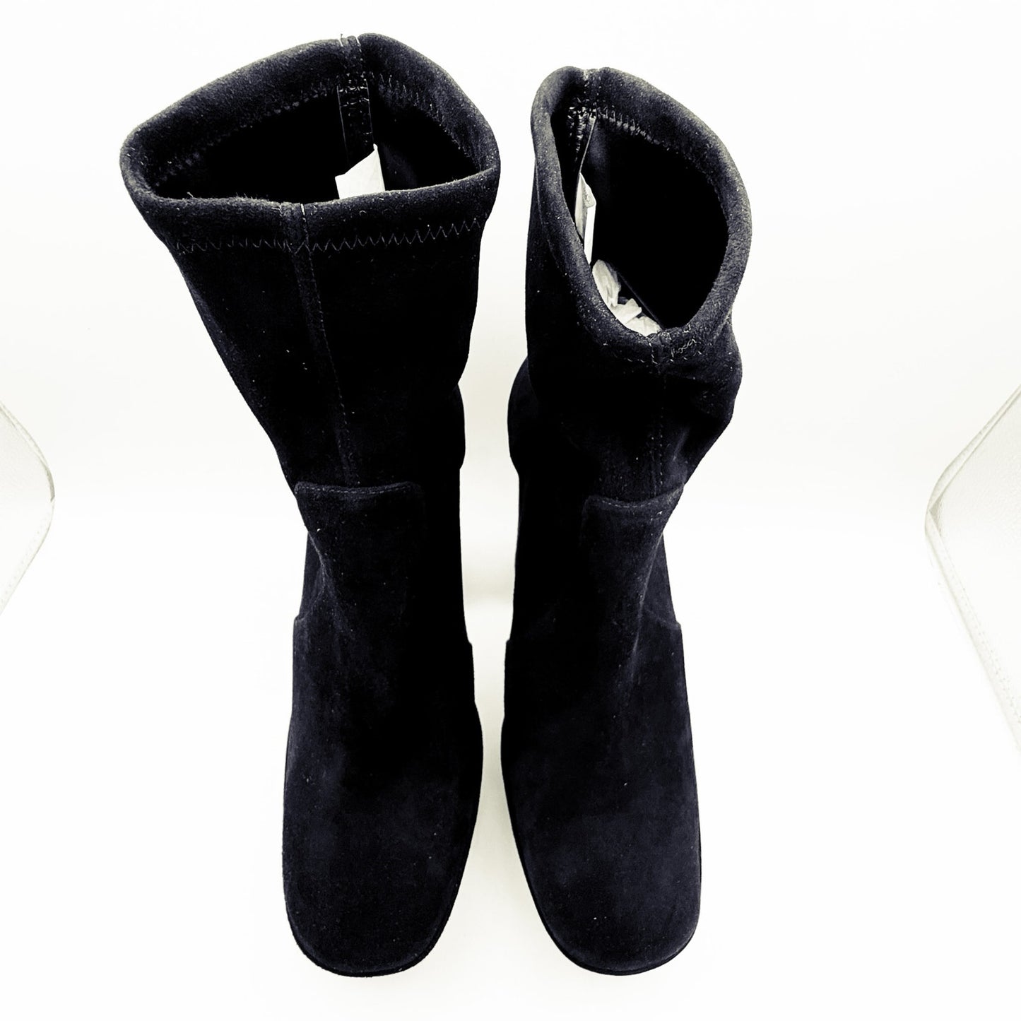 Stuart Weitzman Skyhigh 145 Platform Booties US 11 Black Stretch Suede NWOB
