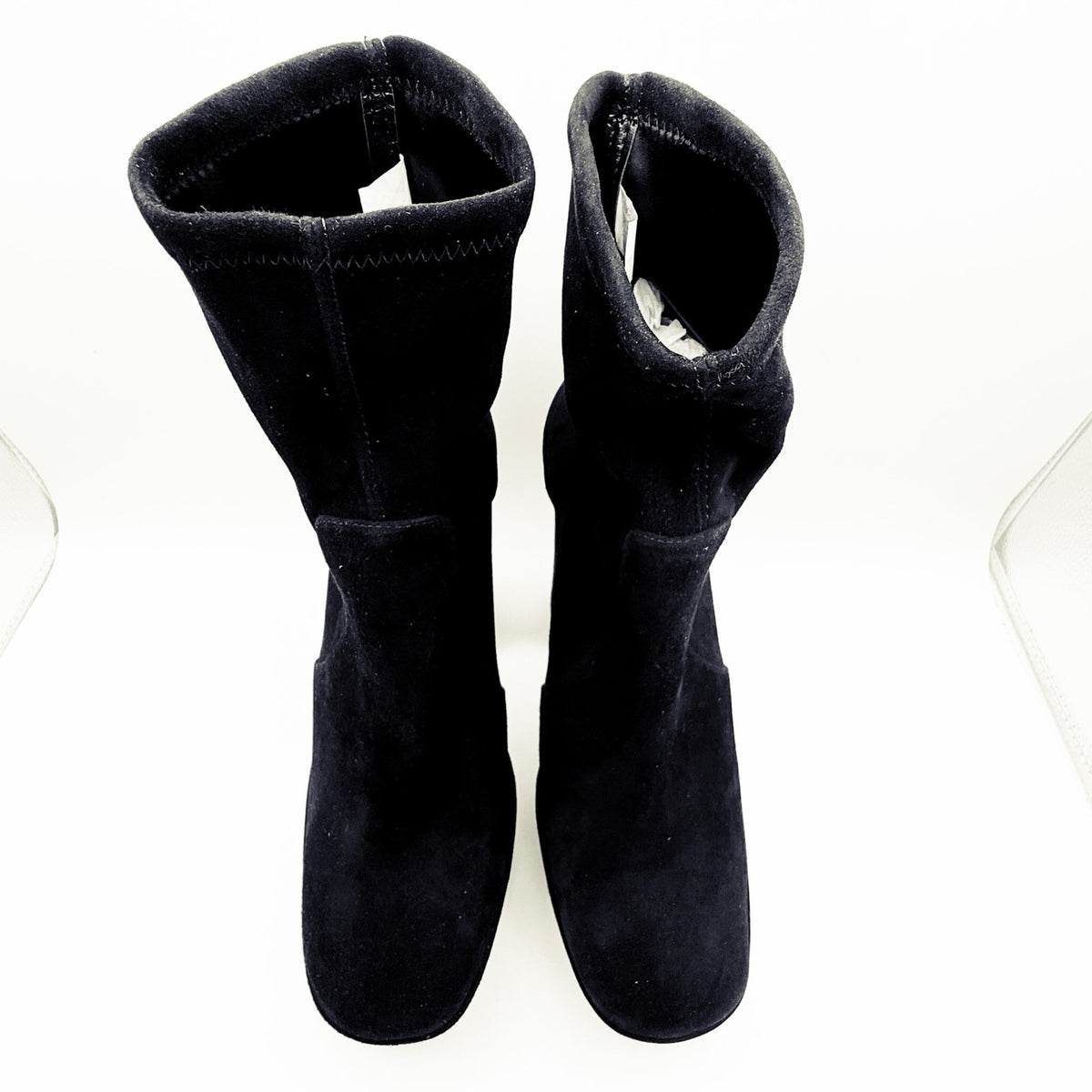 Stuart Weitzman Skyhigh 145 Platform Booties Size 11 Black Stretch Suede NWOB