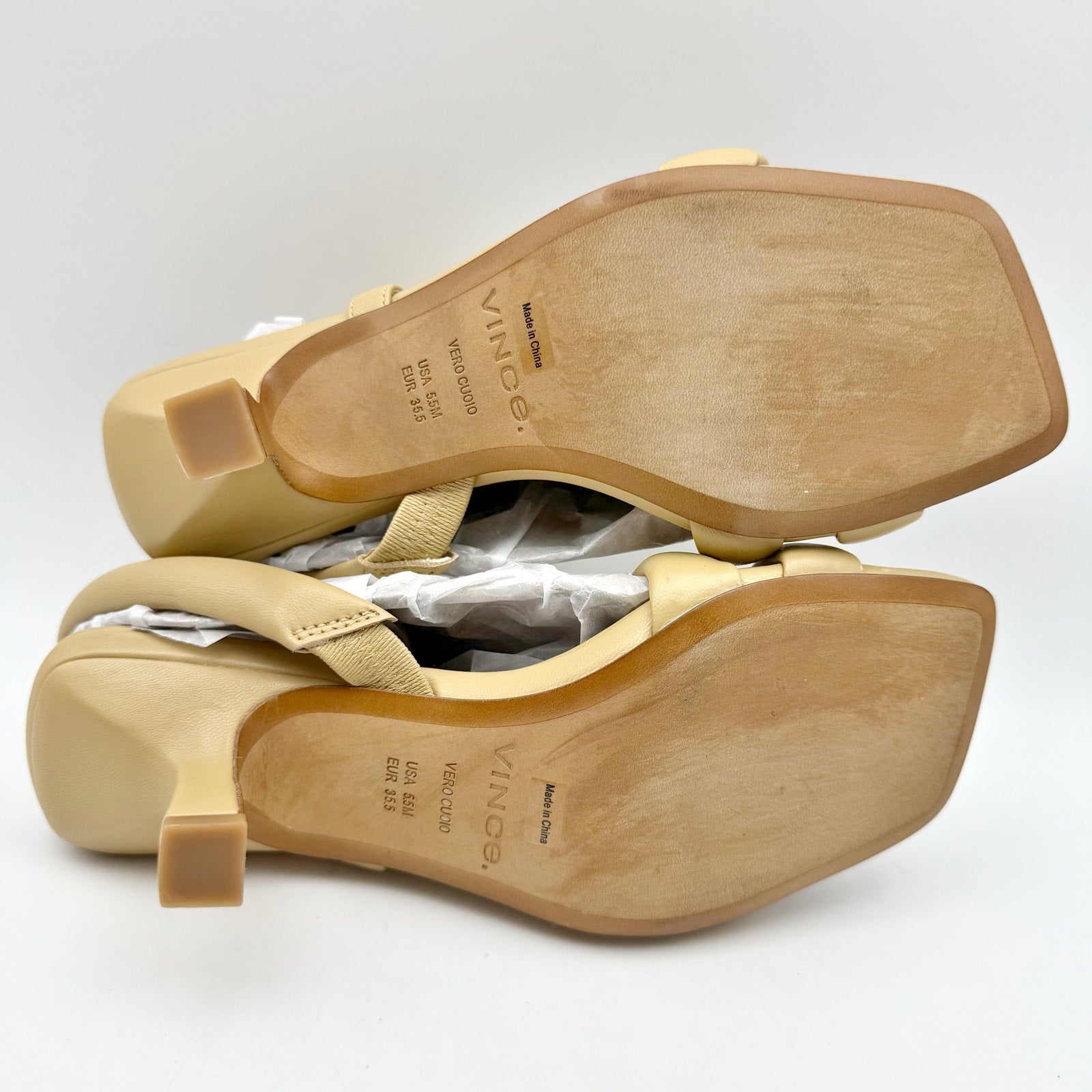 Vince Womens Coline Sandal Heel US 5.5M EU 35.5 Tan Nude Leather NIB