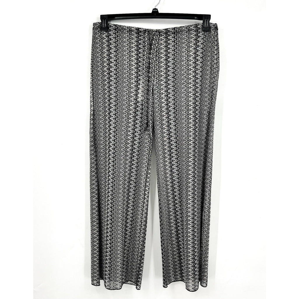 BECCA Women's Granite Bay Crochet Cover-Up Pants Medium Black Split-Leg NWT