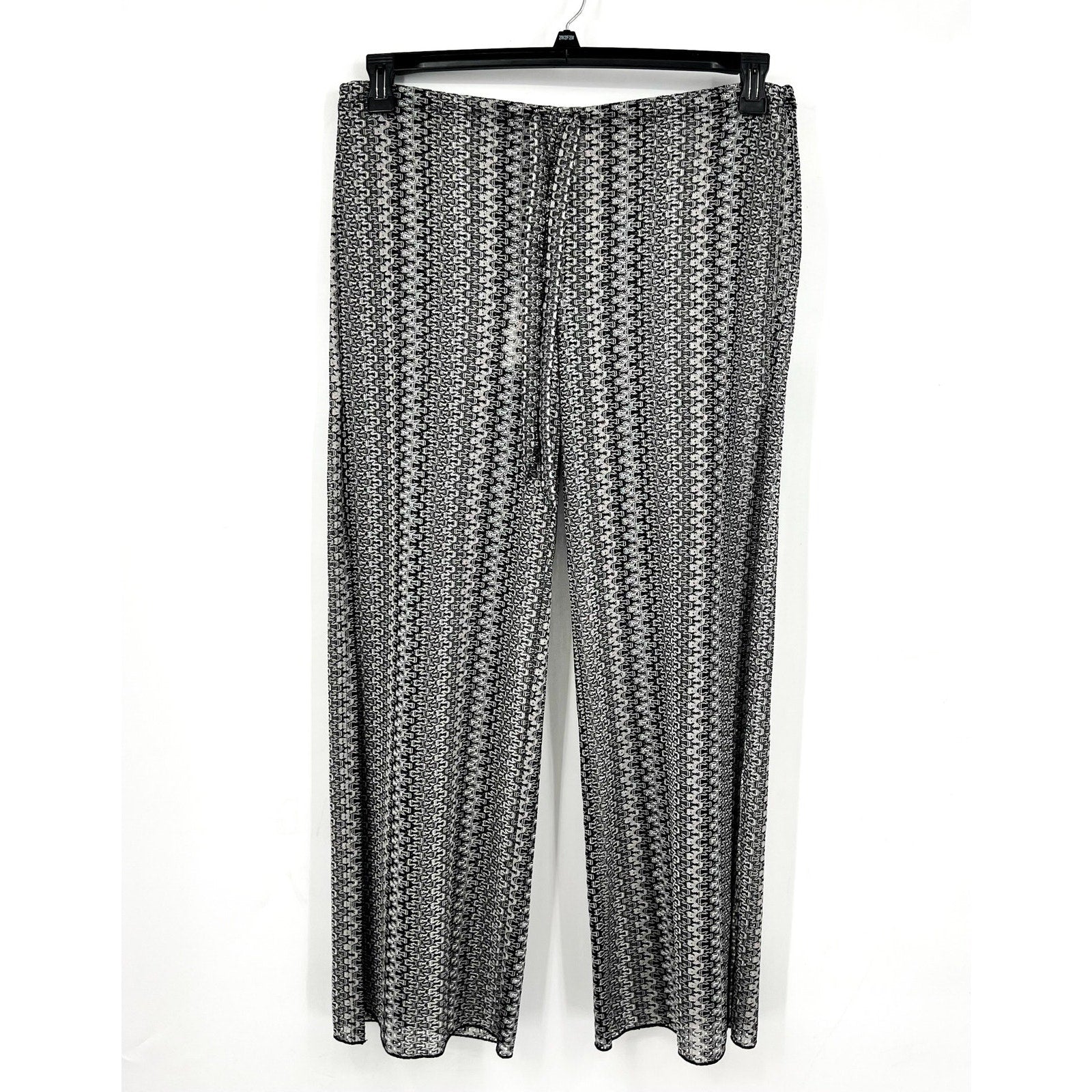 BECCA Women's Granite Bay Crochet Cover-Up Pants Medium Black Split-Leg NWT