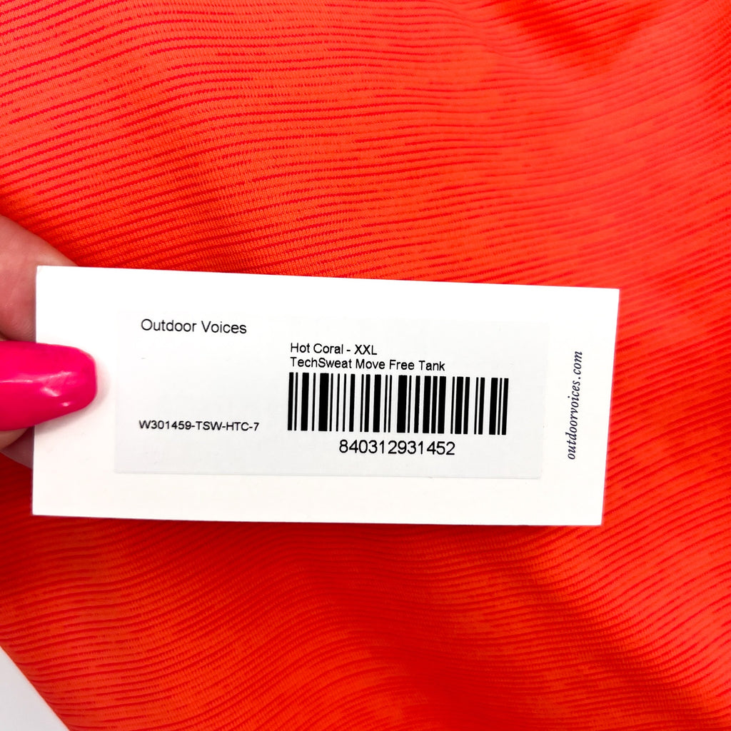 OUTDOOR VOICES women's TechSweat Move Free Tank Top XXL Orange Hot Coral NWT