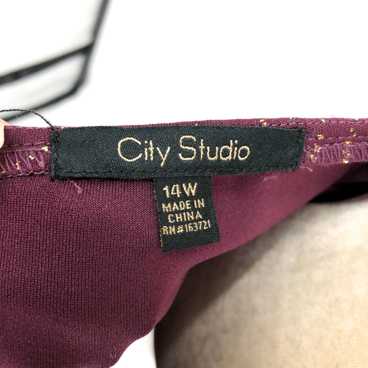 CITY STUDIO Women's Sparkling Mini Halter Dress 14W Plum Purple Gold NWT