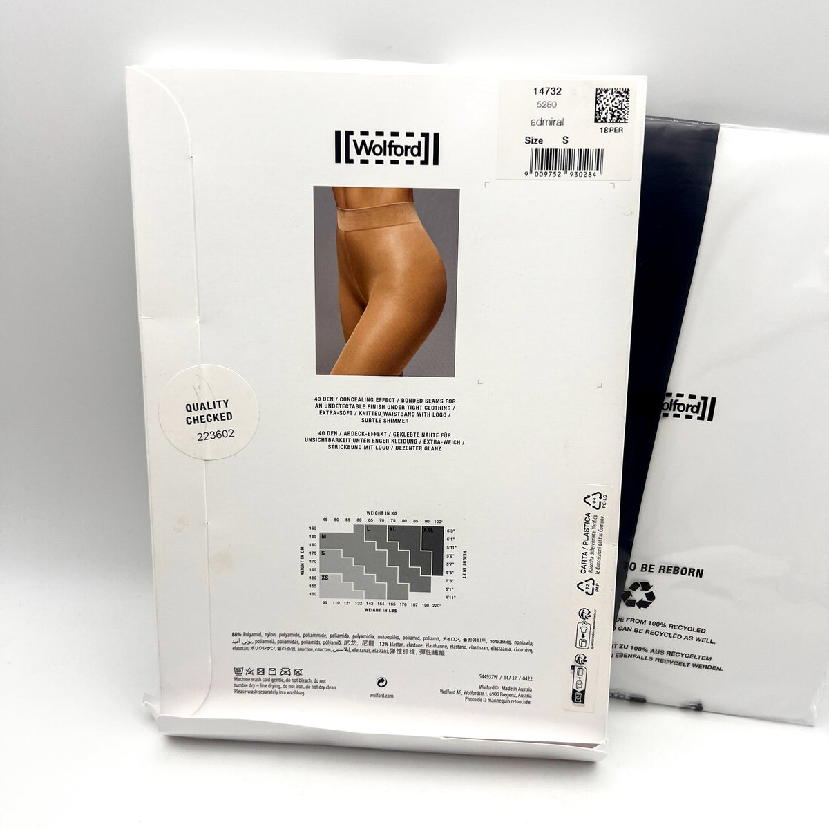 WOLFORD Womens Pure Shimmer 40 Concealer Tights Small Black Admiral Flawless NWT