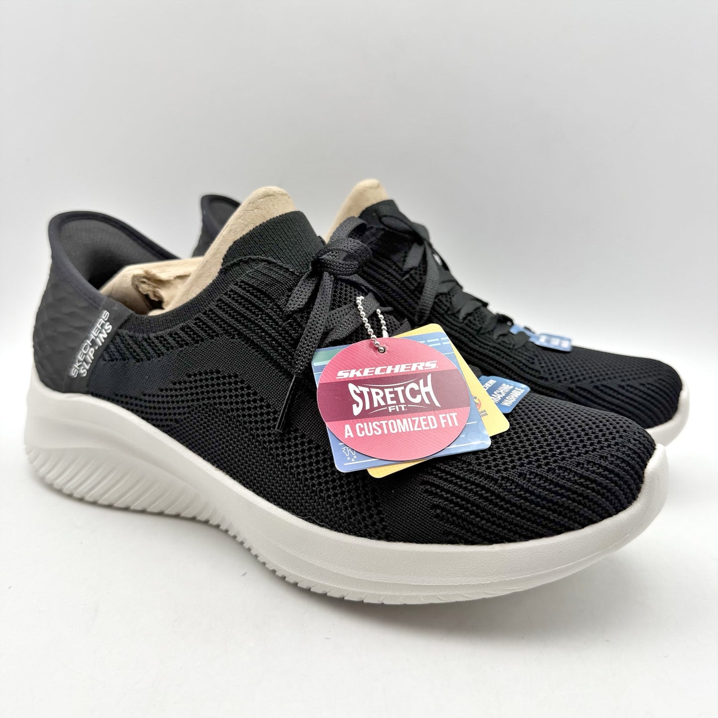 Skechers Womens Ultra Flex 3.0 Slip In Sneakers US 9 Black White Athletic NIB