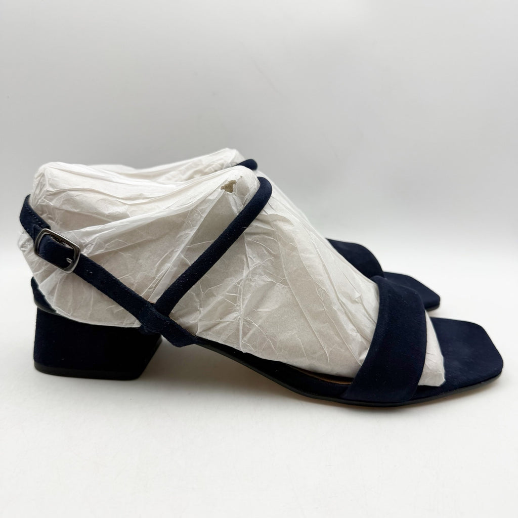 Bernardo Womens Josei Heeled Sandal US 11 Navy Blue Suede Leather NIB