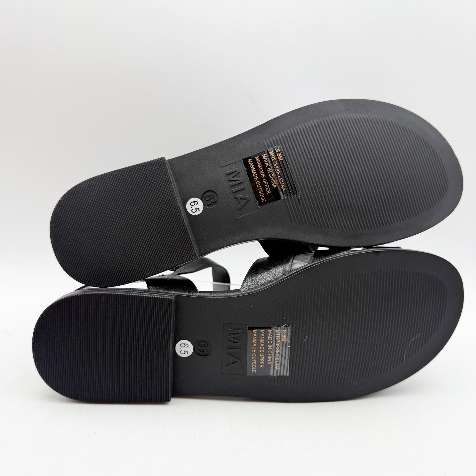 MIA Womens Flat Fisherman Sandals US 6.5 EU 36.5 Black Ankle Strap NWOB