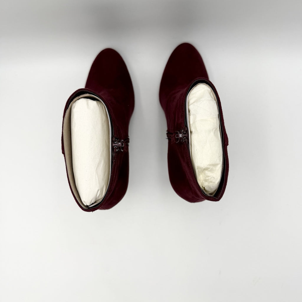Violet & Red Womens Shelby Platform Ankle Booties US 6 M Maroon Red Suede NWOB